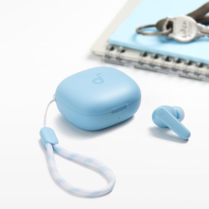 Soundcore by Anker P20i True Wireless Earbuds, 10mm Drivers with Big Bass, Bluetooth 5.3, 30H Long Playtime, Water-Resistant, 2 Mics for AI Clear Calls, 22 Preset EQs, Customization (Light Blue)