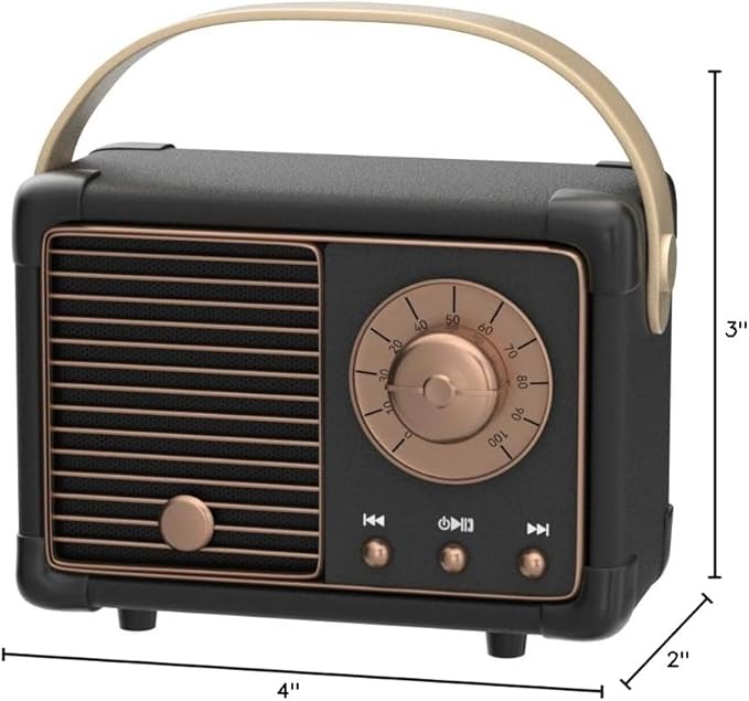 Retro Bluetooth Speaker, Vintage Decor, Small Portable Wireless Speaker,Hands-Free Call,400mA Battery,TF Card,Aux Line, for iOS Android Smartphone Home Office Gift Ideas Black
