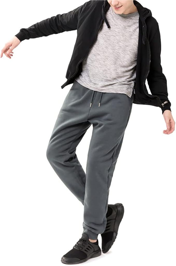 Yameekamulga Men's Winter Fleece Pants Sherpa Lined Sweatpants Active Athletic Running Jogger Track Causal Pants