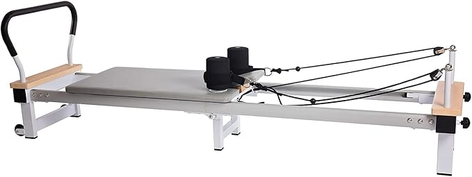Stamina Products AeroPilates Precision Series Reformer Pilates Machine Resistance and Workout System for Home Gym, White/Gray