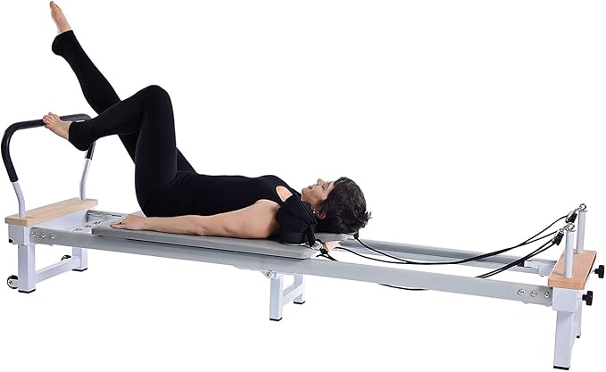 Stamina Products AeroPilates Precision Series Reformer Pilates Machine Resistance and Workout System for Home Gym, White/Gray