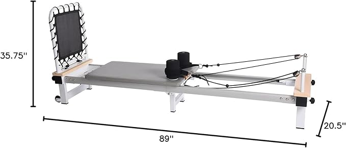 Stamina Products AeroPilates Precision Series Reformer Pilates Machine Resistance and Workout System for Home Gym, White/Gray