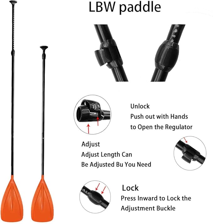 LBW 3 Piece SUP Paddle Board Paddle Floating Portable Paddleboard Accessories Adjustable Double Holes Lock Sturdy & Ergonomic for Surfing Beginner