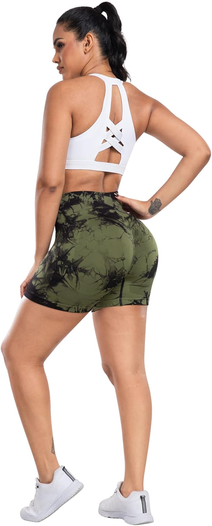 CHRLEISURE Women's 4 Packs Workout Gym Shorts, High Waisted Butt Lifting Scrunch Butt Seamless Booty Shorts