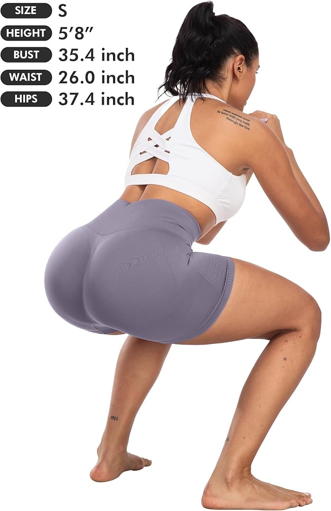 CHRLEISURE Women's 4 Packs Workout Gym Shorts, High Waisted Butt Lifting Scrunch Butt Seamless Booty Shorts
