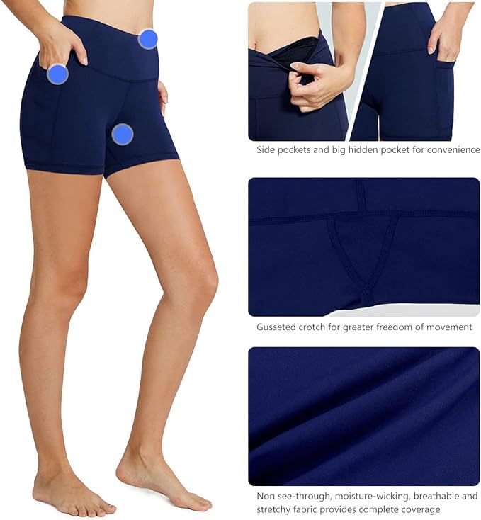 baleaf Women's 8"/ 5"/ 3" Biker Shorts High Waist Yoga Workout Gym Running Volleyball Spandex Shorts with Pockets