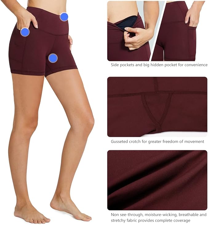 baleaf Women's 8"/ 5"/ 3" Biker Shorts High Waist Yoga Workout Gym Running Volleyball Spandex Shorts with Pockets