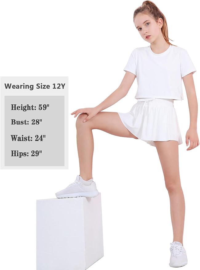 EXARUS Girls Butterfly Shorts Flowy Dance Skirt Cheer Skorts Athletic Tween Clothes Teen Preppy Outfits Flutter Kids