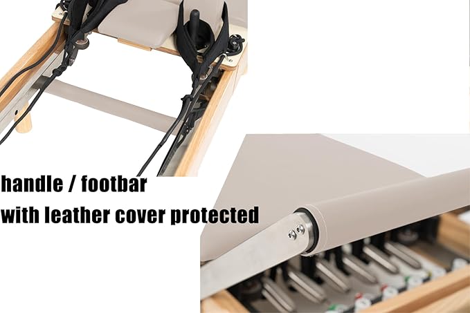 Pilates Reformer Machine, Wood Foldable Pilates Machine Equipment for Home Workout