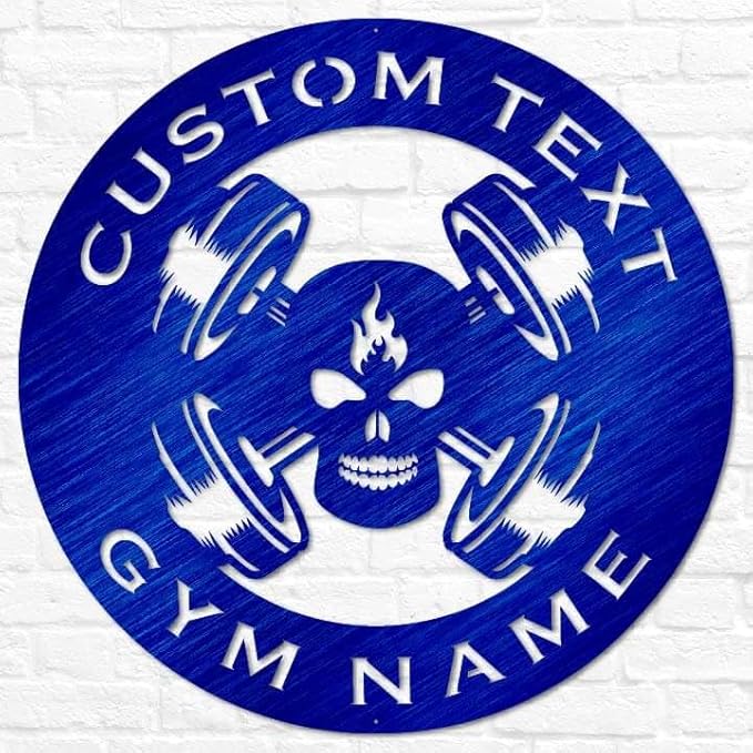 Custom Metal Skull Barbell Gym Name Sign, Dead Lift Den Workout Room Wall Art, Personalized Home Gym Sign, Custom Gym Decor, Workout Garage