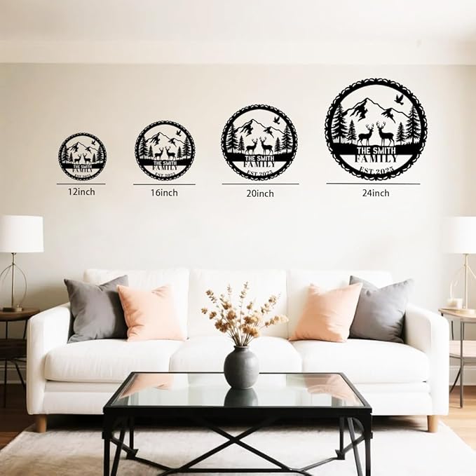 Personalized Forest Deer Metal Name Sign | Custom Metal Signs | Family Wall Art & Split Letter Name | Wedding Gift & Anniversary | Indoor Decor Gift for Women, Men, Wife, Parents, Couple