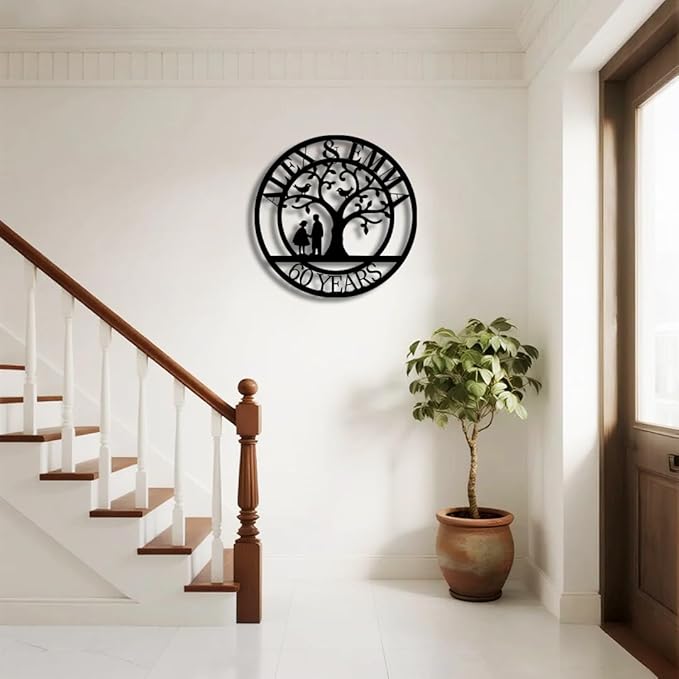Tree of Life Metal Name Sign | Custom Metal Signs | Personalized Wall Art | Wedding Gift Indoor Decor Gift for Women, Men, Wife, Parents, Couple