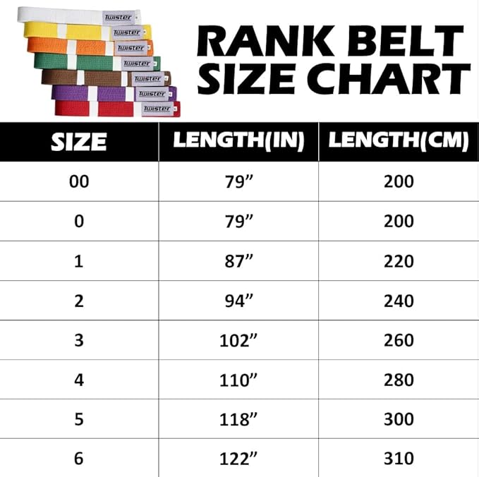 TWISTER Rank Belts for Martial Arts, Karate, Aikido, Taekwondo, Judo | Premium Cotton | Strong & Vibrant Colors