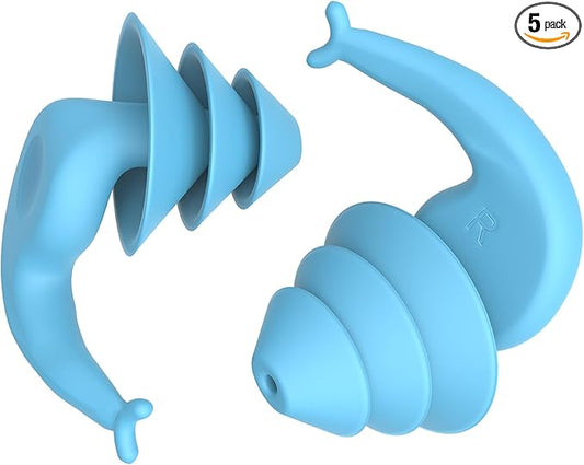 LYSIAN Reusable Swimmer Earplugs for Women Men 2 Pairs with Nose Clip, Water Proof Silicone Ear Plugs for Summer Swimming, Showering, Surfing, Water Sports and Sleeping