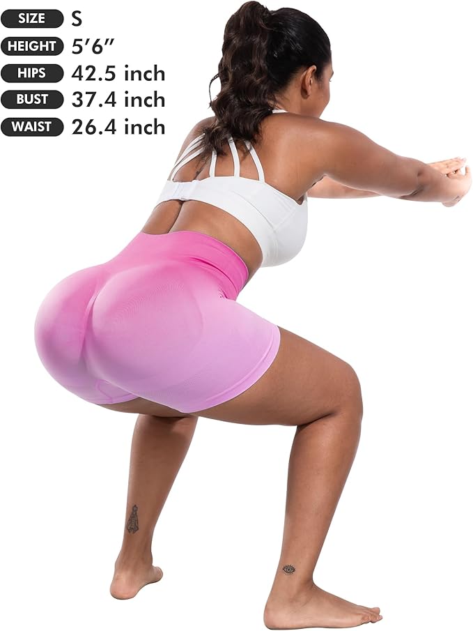 CHRLEISURE Women's 4 Packs Workout Gym Shorts, High Waisted Butt Lifting Scrunch Butt Seamless Booty Shorts