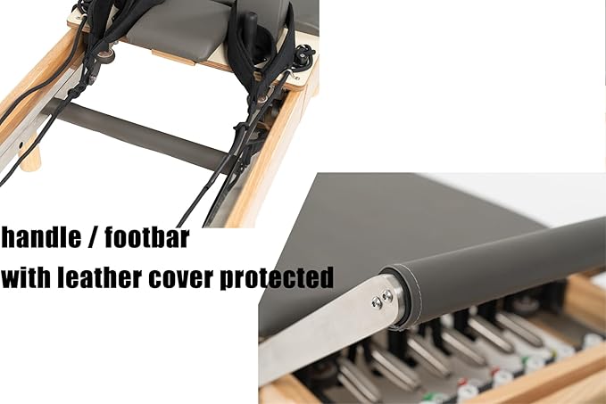 Pilates Reformer Machine, Wood Foldable Pilates Machine Equipment for Home Workout