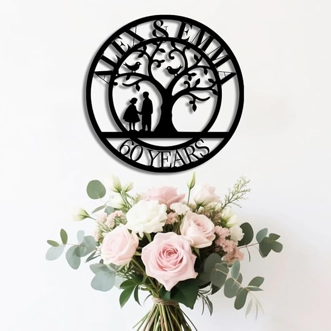 Tree of Life Metal Name Sign | Custom Metal Signs | Personalized Wall Art | Wedding Gift Indoor Decor Gift for Women, Men, Wife, Parents, Couple