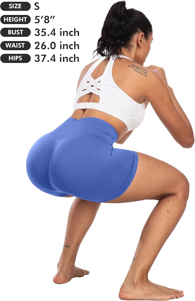 CHRLEISURE Women's 4 Packs Workout Gym Shorts, High Waisted Butt Lifting Scrunch Butt Seamless Booty Shorts