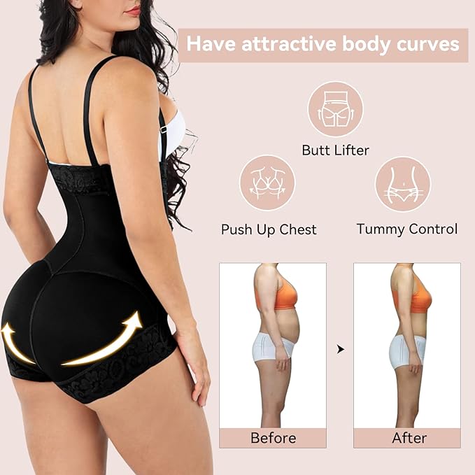 Shapewear for Women Tummy Control Fajas Colombianas Body Shaper Butt Lifter Compression Garment Open Bust Bodysuit