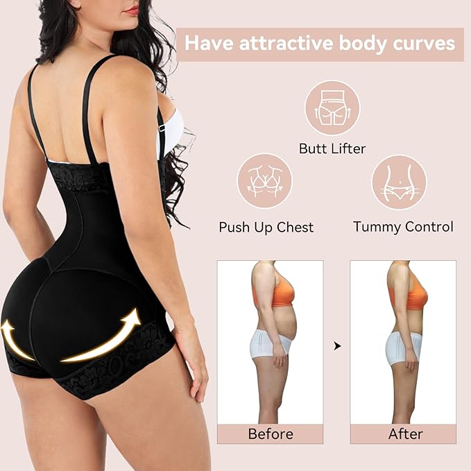 Shapewear for Women Tummy Control Fajas Colombianas Body Shaper Butt Lifter Compression Garment Open Bust Bodysuit