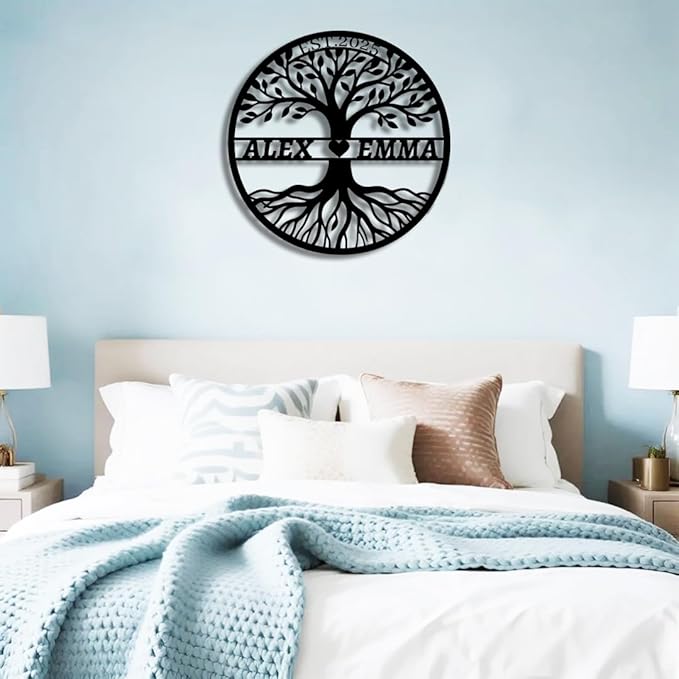 Personalized Tree of Life Metal Name Sign | Custom Metal Signs | Family Wall Art | Wedding Gift & Anniversary | Indoor Decor Gift for Women, Men, Wife, Parents, Couple
