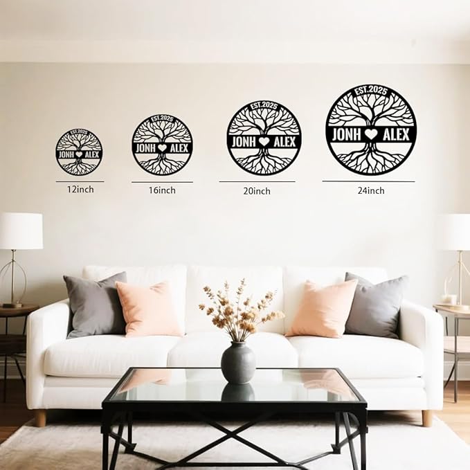 Personalized Tree of Life Metal Name Sign | Custom Metal Signs | Family Wall Art | Wedding Gift & Anniversary | Indoor Decor Gift for Women, Men, Wife, Parents, Couple
