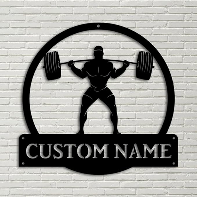 Personalized Gym Metal Sign Custom Workout Room Wall Art, Fitness Center Motivational Garage Decor, Powerlifting Home Gift for Women, Men, Dad, Papa, Grandpa, Mother, Sister, Girls, Family Modern