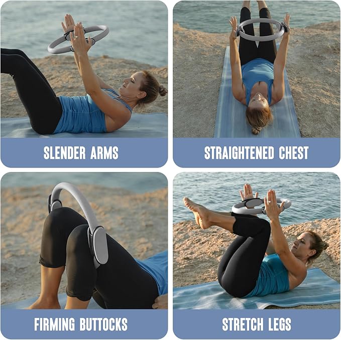 Pilates Ring Fitness Circle 14" Yoga Rings Magic Circle with Dual Padded Handles for Toning Arms, Thighs/Legs & Core,Home Exercise Equipment 