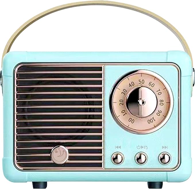 Retro Bluetooth Speaker,Wireless Vintage Small Speaker, Hands-Free Call,400mA Battery,TF Card, Aux Line, Portable Speaker for iOS Android Smartphone Home Office Gift Ideas Blue