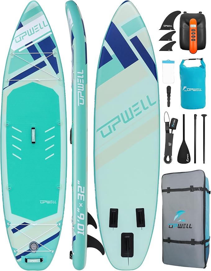 UPWELL 10'6"/11'/11'6" Inflatable Paddle Board, Stand Up Paddlboard for Youth & Adults, Stable Design, Premium SUP Accessories, Backpack, Leash, Hand Pump, Fins