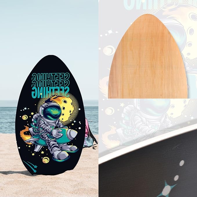 seething 35 Inch Skimboard with High Gloss Coat Wood Skim Board for Beginners,Kids, Teenagers, Adults and All Skimming