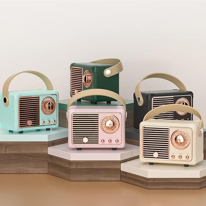 Retro Bluetooth Speaker, Cute Small Bluetooth Speakers Portable Wireless for Indoor Outdoor Vintage Home Office Decor, Perfect for Party Desk Kitchen Hiking Beach Travel Gift Ideas Green