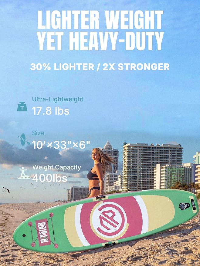 Niphean(Ultra-Light)Inflatable Paddle Board with (Beginner Friendly) StabilTrac Fin and Durable SUP Accessories, 10' Stand Up Paddle Boards for Adults & Youth, Versatile Yoga Paddle Board, Gift Ideas