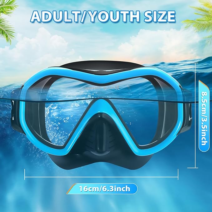 Supertrip Adult Swim Goggles Swimming Goggles with Nose Cover Elastic Fabric Strap Tempered Glass Snorkeling Gear for Adults