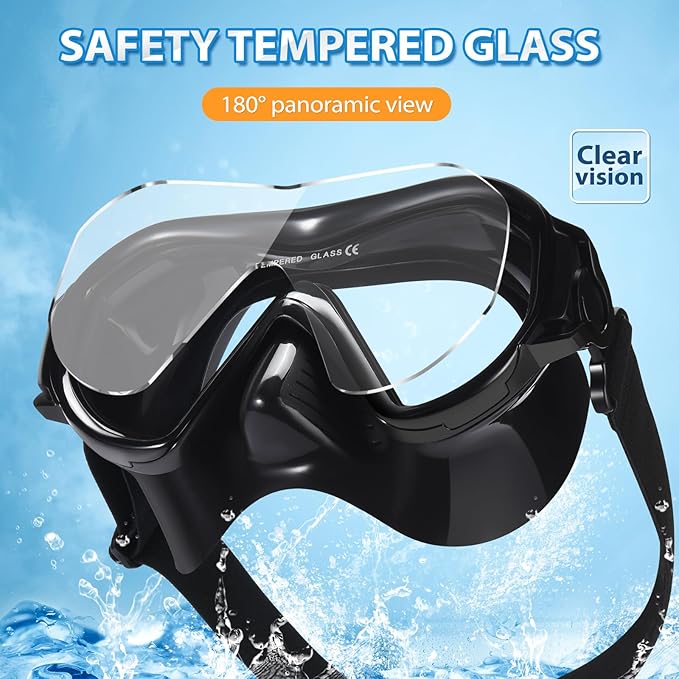 Supertrip Adult Swim Goggles Swimming Goggles with Nose Cover Elastic Fabric Strap Tempered Glass Snorkeling Gear for Adults
