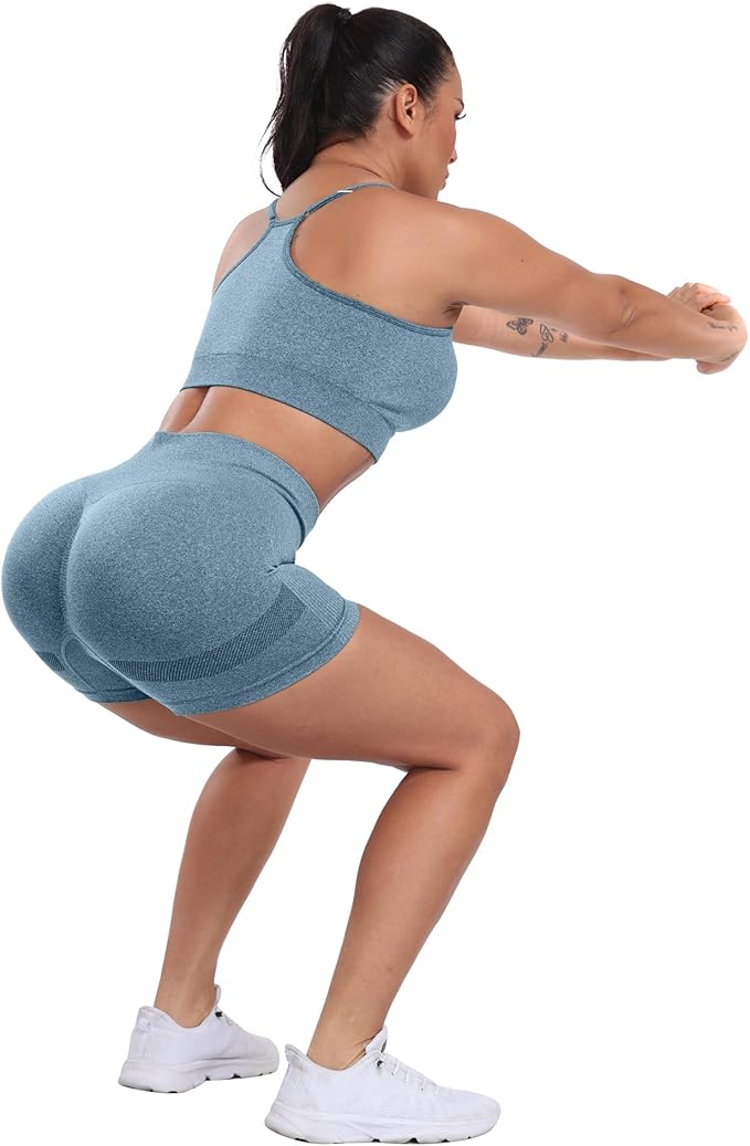 CHRLEISURE Women's 4 Packs Workout Gym Shorts, High Waisted Butt Lifting Scrunch Butt Seamless Booty Shorts