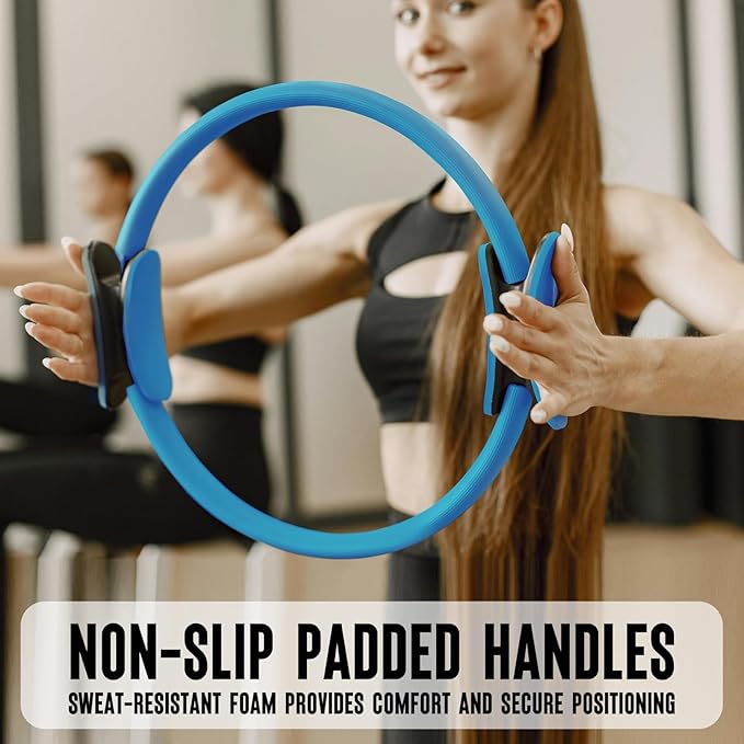 Pilates Ring Fitness Circle 14" Yoga Rings Magic Circle with Dual Padded Handles for Toning Arms, Thighs/Legs & Core,Home Exercise Equipment 