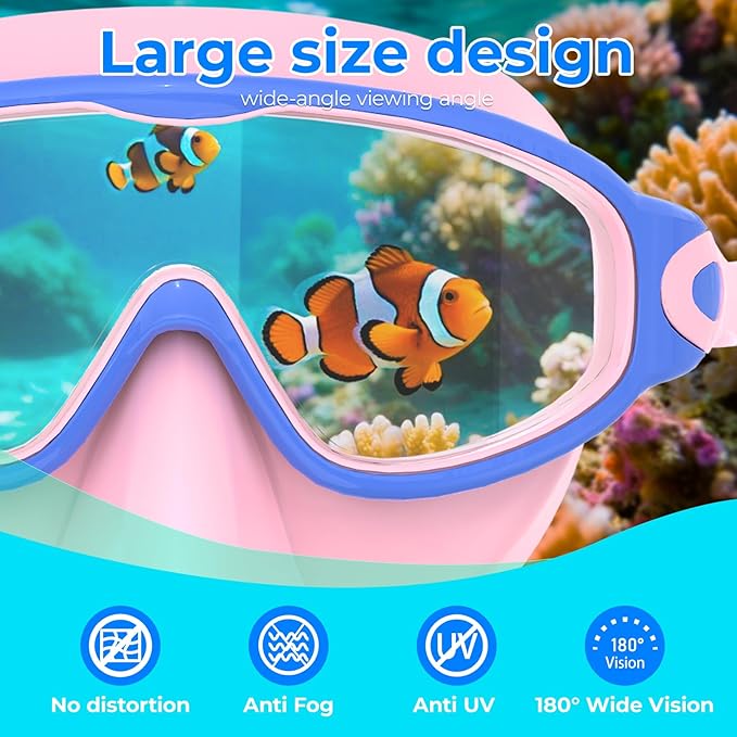 Swim Goggles for Kids 3-15 with Earplugs Large Frame Anti-Fog/UV Swimming Goggles for Boys Girls Toddler 2PCS