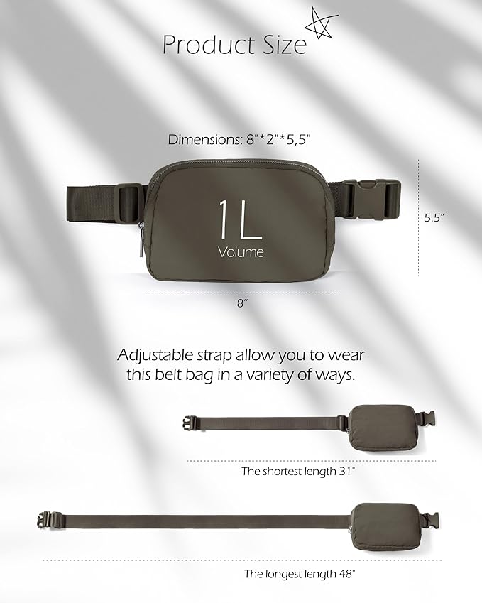 ODODOS Unisex Mini Belt Bag with Adjustable Strap Small Fanny Pack for Workout Running Traveling Hiking, Turkish Coffee