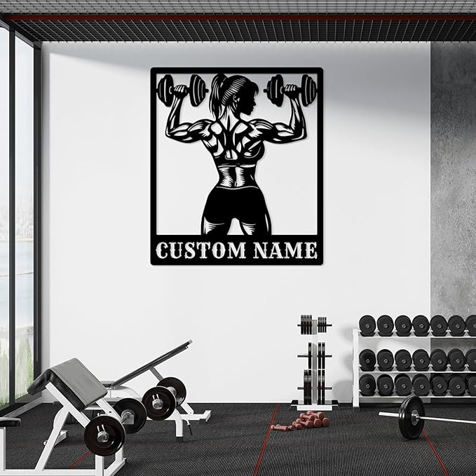 Customized Metal Gym Name Sign, Personalized Sports Room Wall Art,Metal Gym Sign,Unique Fitness Wall Sign, Gym Lovers Unique Gift, Gym Wall Art,Training Center Sign (Style-13)