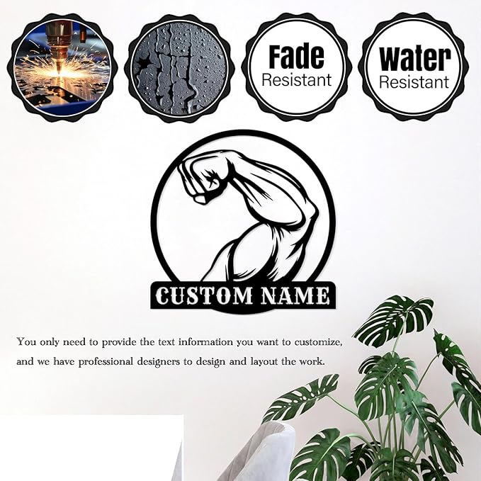 Personalized Metal Gym Sign, Custom Fitness Metal Wall Decor, Body Builder Lovers Gift, Gym Custom Unique Metal Wall Art, fitness room decor, home gym decor, gym wall art (Style-7)