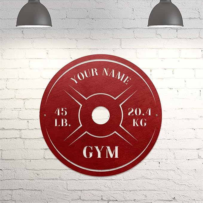 Personalized Home Gym LED Tin Metal Sign Multiple Sizes, Weight Lifting Exercise Workout Room Training Fitness Center Motivational Inspirational Quotes Decor Wall Art Hanging Accessories (09 LED)