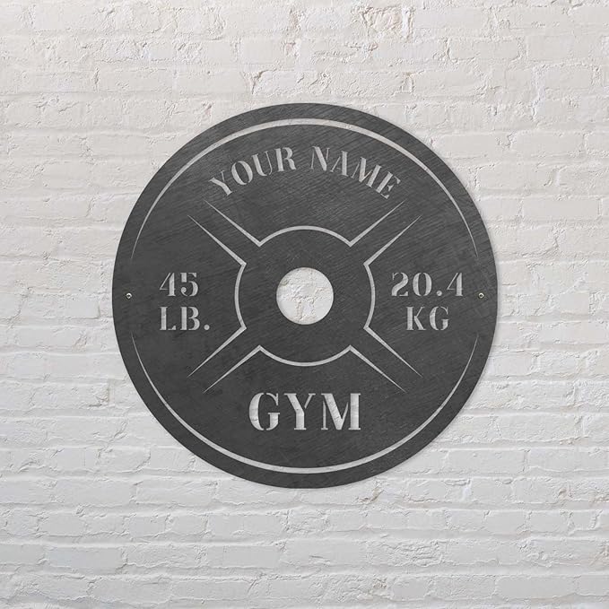 Personalized Home Gym LED Tin Metal Sign Multiple Sizes, Weight Lifting Exercise Workout Room Training Fitness Center Motivational Inspirational Quotes Decor Wall Art Hanging Accessories (11 w/o LED)