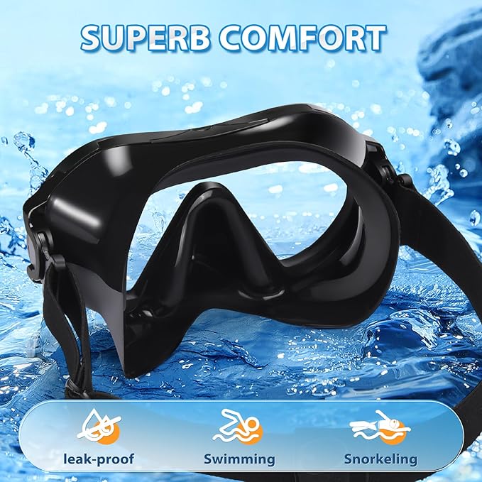 Supertrip Adult Swim Goggles Swimming Goggles with Nose Cover Elastic Fabric Strap Tempered Glass Snorkeling Gear for Adults