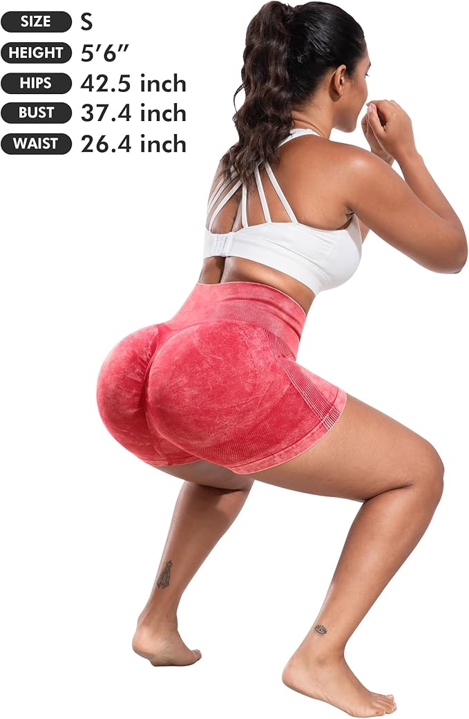 CHRLEISURE Women's 4 Packs Workout Gym Shorts, High Waisted Butt Lifting Scrunch Butt Seamless Booty Shorts