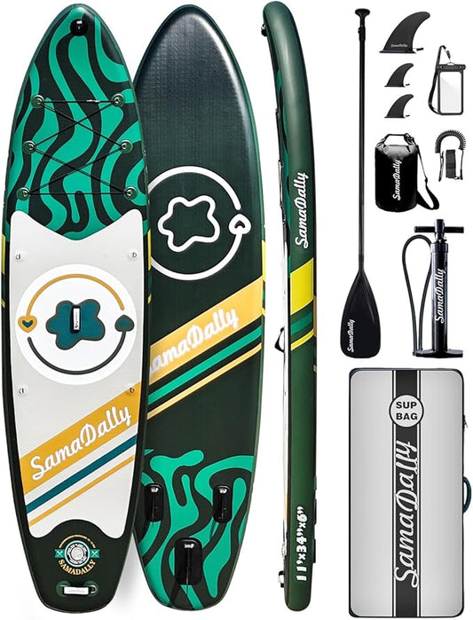 11'Stand Up Paddle Boards Surf Control with Premium SUP Board Accessories Backpack & Removable Fins, 34" Wide Inflatable Paddle Boards of All Skill Levels