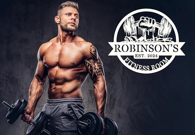 Personalized Home Gym Signs - Custom Metal Art for Workout Room – Enrich your Home Gym Decor with Unique Personalized Gym Sign & Weight Lifting - Custom Name Plaque