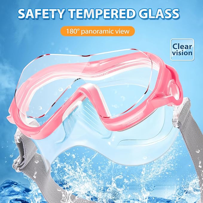 Supertrip Adult Swim Goggles Swimming Goggles with Nose Cover Elastic Fabric Strap Tempered Glass Snorkeling Gear for Adults