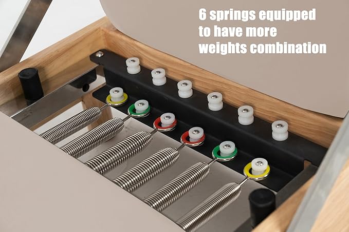 Pilates Reformer Machine, Wood Foldable Pilates Machine Equipment for Home Workout