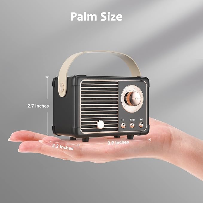 Retro Bluetooth Speaker, Vintage Decor, Small Portable Wireless Speaker,Hands-Free Call,400mA Battery,TF Card,Aux Line, for iOS Android Smartphone Home Office Gift Ideas Black